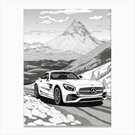 Mercedes Benz Amg Gt Snowy Mountain Drawing 4 Canvas Print