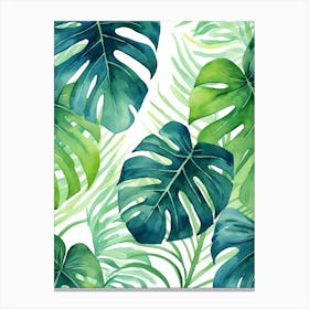 Watercolor Tropical Leaves Canvas Print