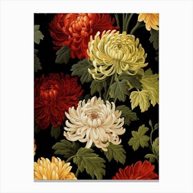 Chrysanthemums 4 William Morris Style Winter Florals Canvas Print
