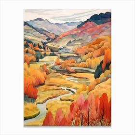 Autumn National Park Painting Rila Monastery Nature Park Bulgaria 2 Canvas Print