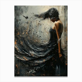 Woman In Black Dress Canvas Print