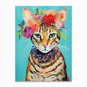 Ocicat Cat With A Flower Crown Painting Matisse Style 3 Canvas Print