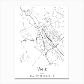 Weiz,Austria Minimalist Map Canvas Print