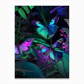 Butterflies In Botanical Gardens Holographic 2 Canvas Print