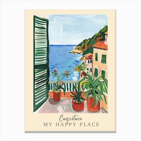 My Happy Place Cinqueterre 4 Travel Poster Canvas Print