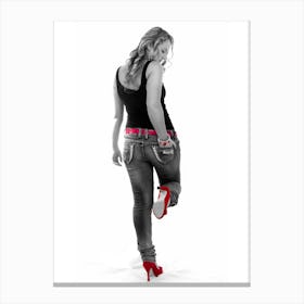 Woman In Red Heels Canvas Print