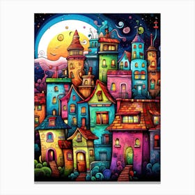 Colorful City At Night Canvas Print