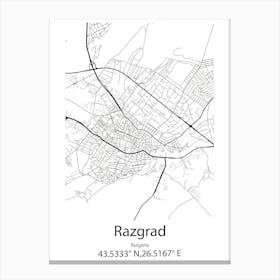 Razgrad,Bulgaria Minimalist Map Canvas Print