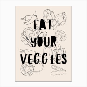 Eat Your Veggies B&W Canvas Print
