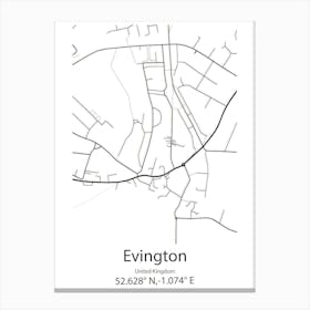 Evington,United Kingdom Minimalist Map Canvas Print