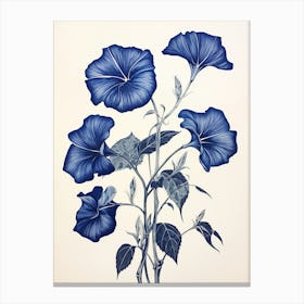 Blue Botanical Morning Glory 2 Canvas Print