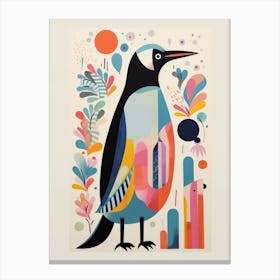 Colourful Scandi Bird Penguin 4 Canvas Print