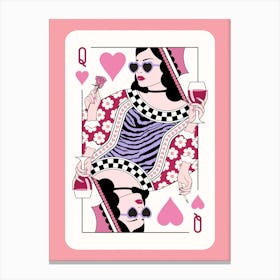 Queen Of Hearts Pink - Red Wine and Pink Roses Canvas Print