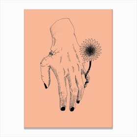 Flower On A Decaying Hand Canvas Print
