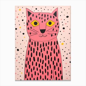 Pink Polka Dot Bobcat 1 Canvas Print