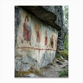 Part Of The Astuvansalmi Rock Paintings In Ristiina, Finland Canvas Print