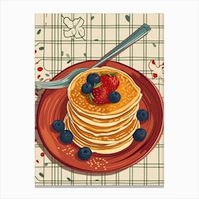 Pancake Stack On A Tiled Background 1 Canvas Print