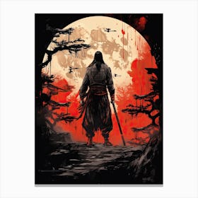 Samurai Shodo Style Illustration 3 Canvas Print