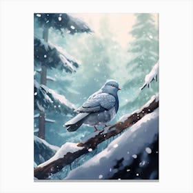 Pidgeon In The Snow 3 Canvas Print