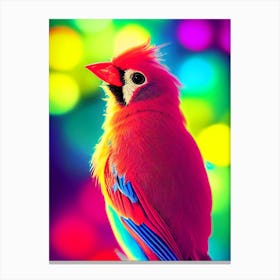 Neon Cardinal Bird Canvas Print
