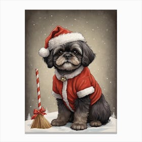 Christmas Shih Tzu Dog Wear Santa Hat (24) Canvas Print