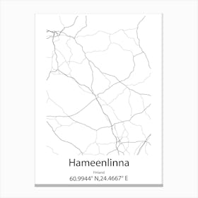 Hameenlinna,Finland Minimalist Map Canvas Print