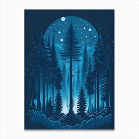 A Fantasy Forest At Night In Blue Theme 18 Canvas Print