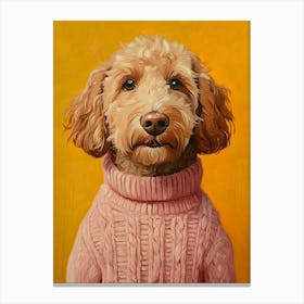 Goldendoodle In Pink Sweater 5 Canvas Print