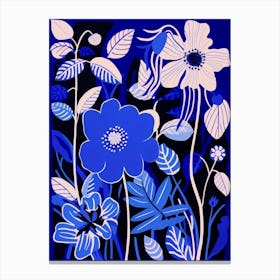 Blue Flower Illustration Passionflower 1 Canvas Print