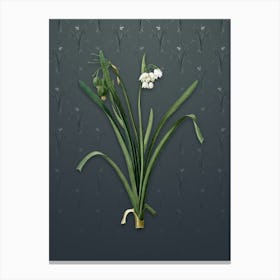 Vintage Summer Snowflake Botanical on Slate Gray Pattern Canvas Print