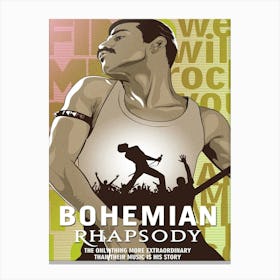 Bohemian Rhapsody Queen Freddie Mercury Live Aid Rock Art Deco Poster Canvas Print