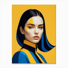 Geometric Woman Portrait Pop Art Fashion Yellow (27) Canvas Print