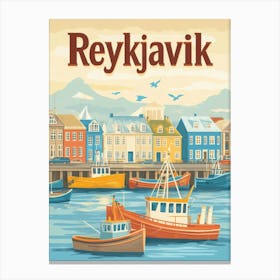 Aihrgdesign A Classic 1960s Travel Poster For Reykjavik 1 Canvas Print