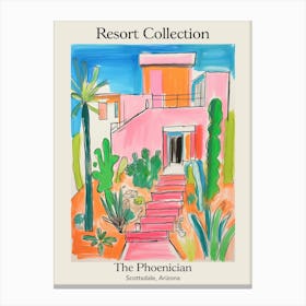 Poster Of The Phoenician   Scottsdale, Arizona   Resort Collection Storybook Illustration 3 Canvas Print
