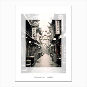 Poster Of Guangzhou, China, Black And White Old Photo 3 Canvas Print