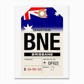 Brisbane (BNE) Australia Vintage Airline Luggage Tag Canvas Print