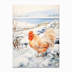 Winter Bird Painting Chicken 7 Canvas Print