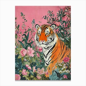 Floral Animal Painting Tiger 5 Canvas Print