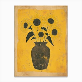 Sunflower Yellow & Linework Illustration Canvas Print
