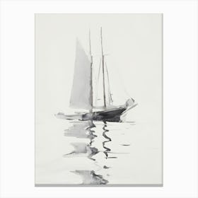 Vintage Painting Sailboat In Water Canvas Print