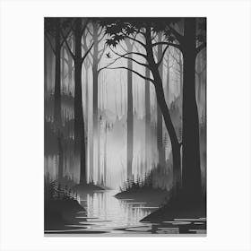 Black And White Forest, black and white monochromatic art Canvas Print