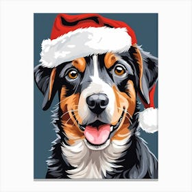 Cute Dog Wearing A Santa Hat Painting (17) Canvas Print