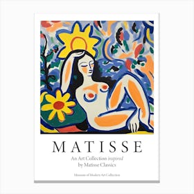 Woman Sun Bathing, Botanical, The Matisse Inspired Art Collection Poster Canvas Print