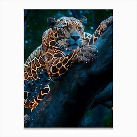 Glowing neon jaguar Canvas Print