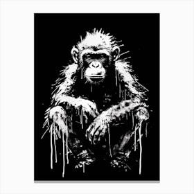 Thinker Monkey Grunge Graffiti Style 1 Canvas Print