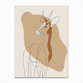 Antelope - Boho, Line Art 5 Canvas Print