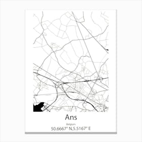 Ans,Belgium Minimalist Map Canvas Print