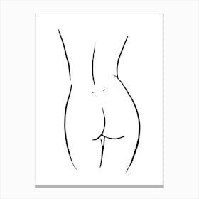 Female Body Sketch 2 Black And White Canvas Print