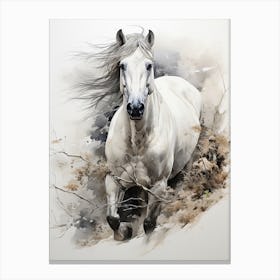 Horse, Japanese Brush Painting, Ukiyo E, Minimal 1 Canvas Print