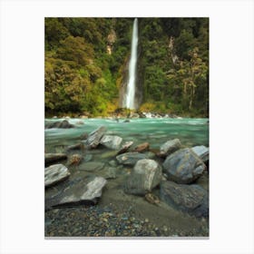 Waterfall In New Zealand Canvas Print